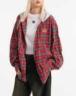 Paneled Check Hooded Shirt