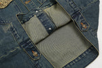 Retro patchwork lapel denim jacket