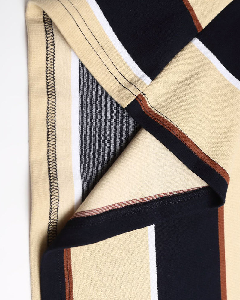 條紋撞色翻領衛衣