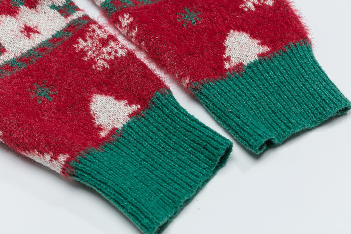 復古撞色翻領毛衣