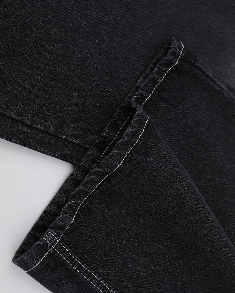 水洗直筒牛仔褲