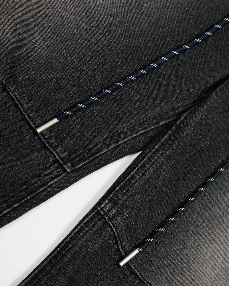 Retro patchwork denim trousers