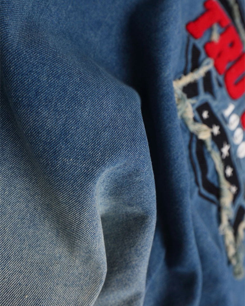 스타 레터 데님 반팔