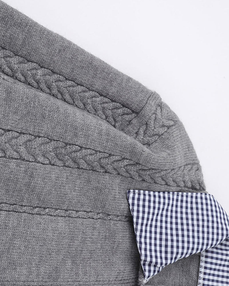 가짜 투피스 스플라이스 커플 스웨터