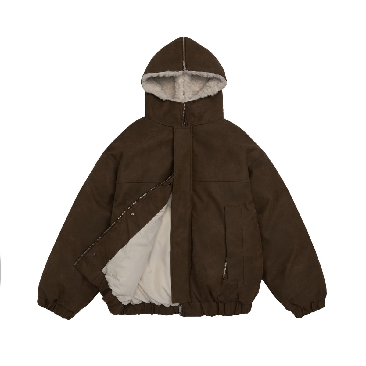 Retro hooded fur coat