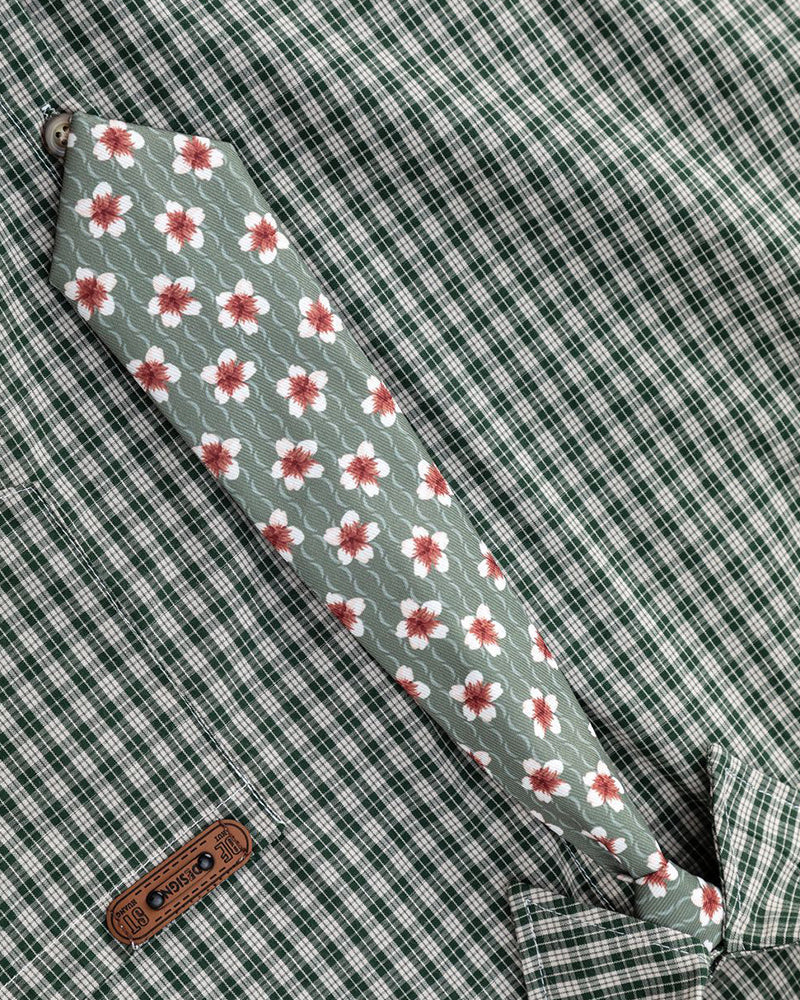 簡約格紋短袖襯衫