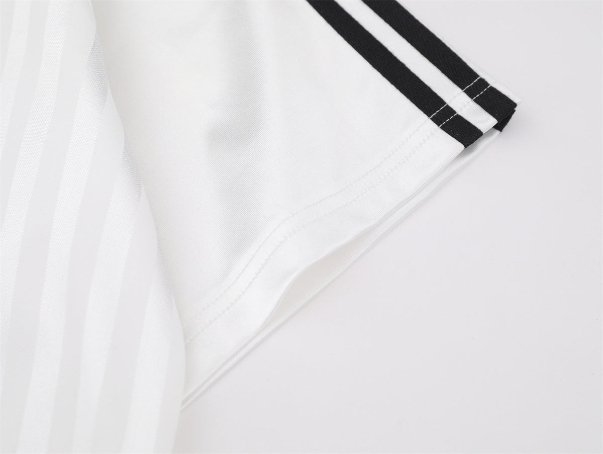 Letter print striped short sleeves