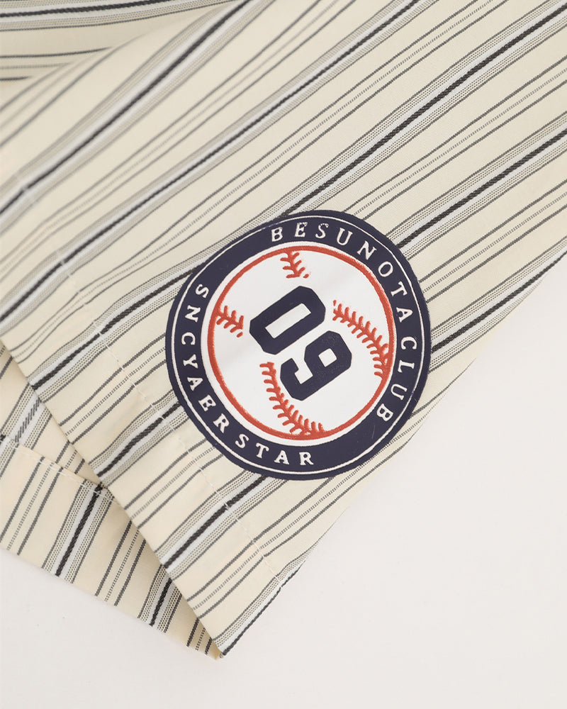 레트로 세로줄무늬 반팔셔츠