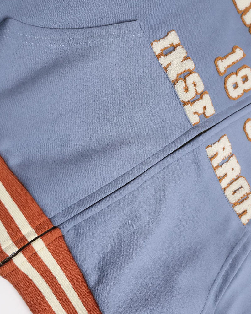 Contrast color lettering versatile jacket