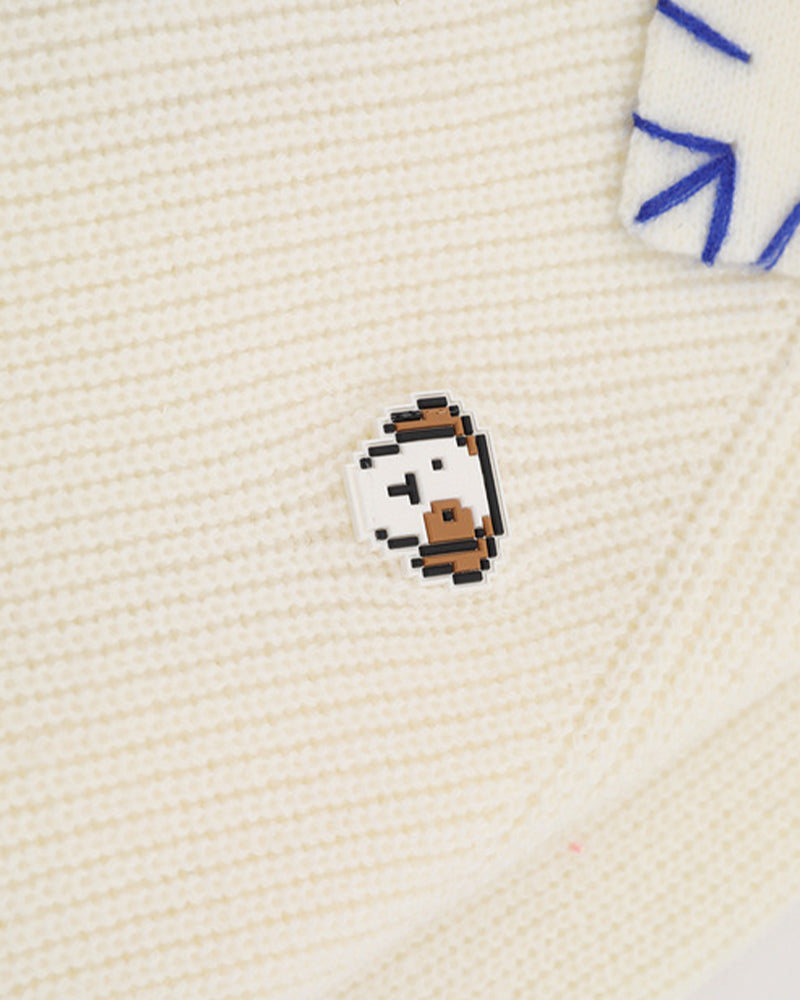 Simple contrast color sweater jacket