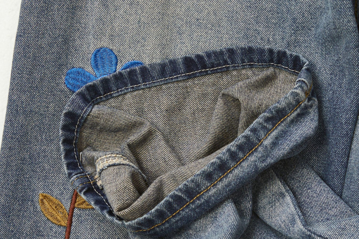 retro casual denim trousers