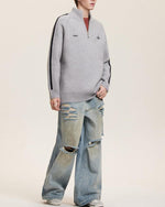 復古運動風立領毛衣