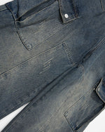 Distressed multi-pocket jeans