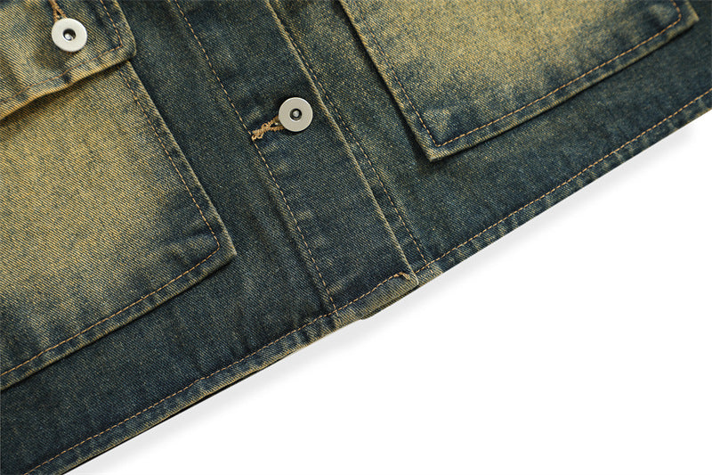Retro workwear contrast denim vest
