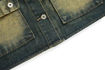 Retro workwear contrast denim vest