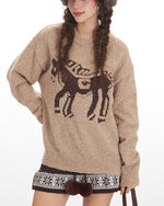 Crew neck loose knit sweater