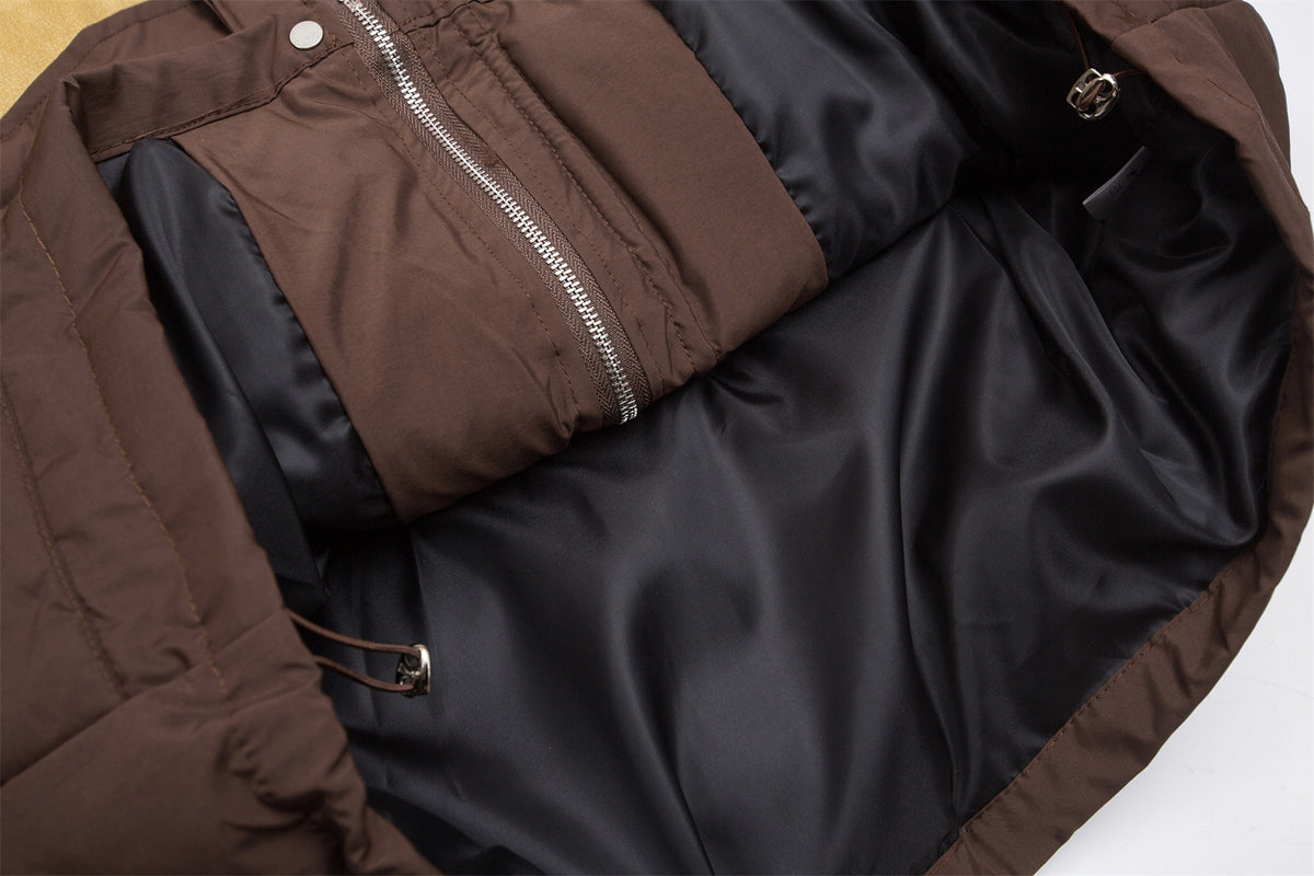 Retro contrast color embroidered cotton jacket