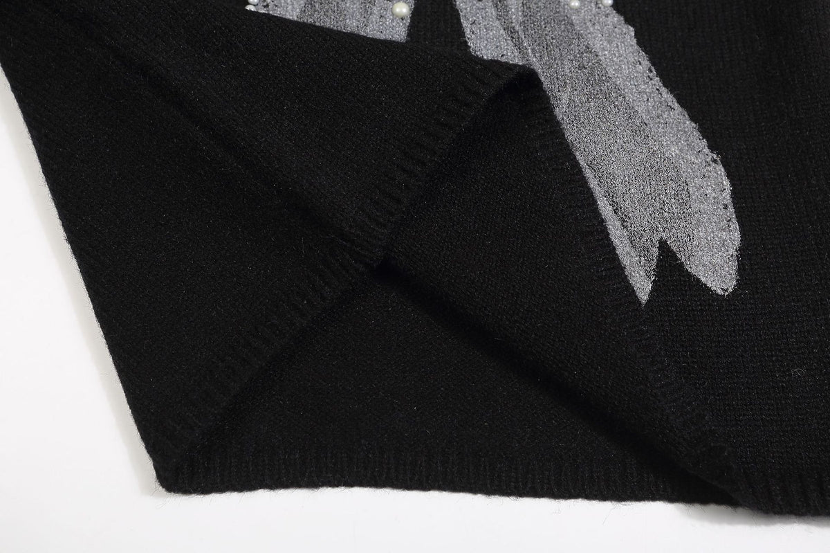 Retro bow crew neck sweater (women's style)