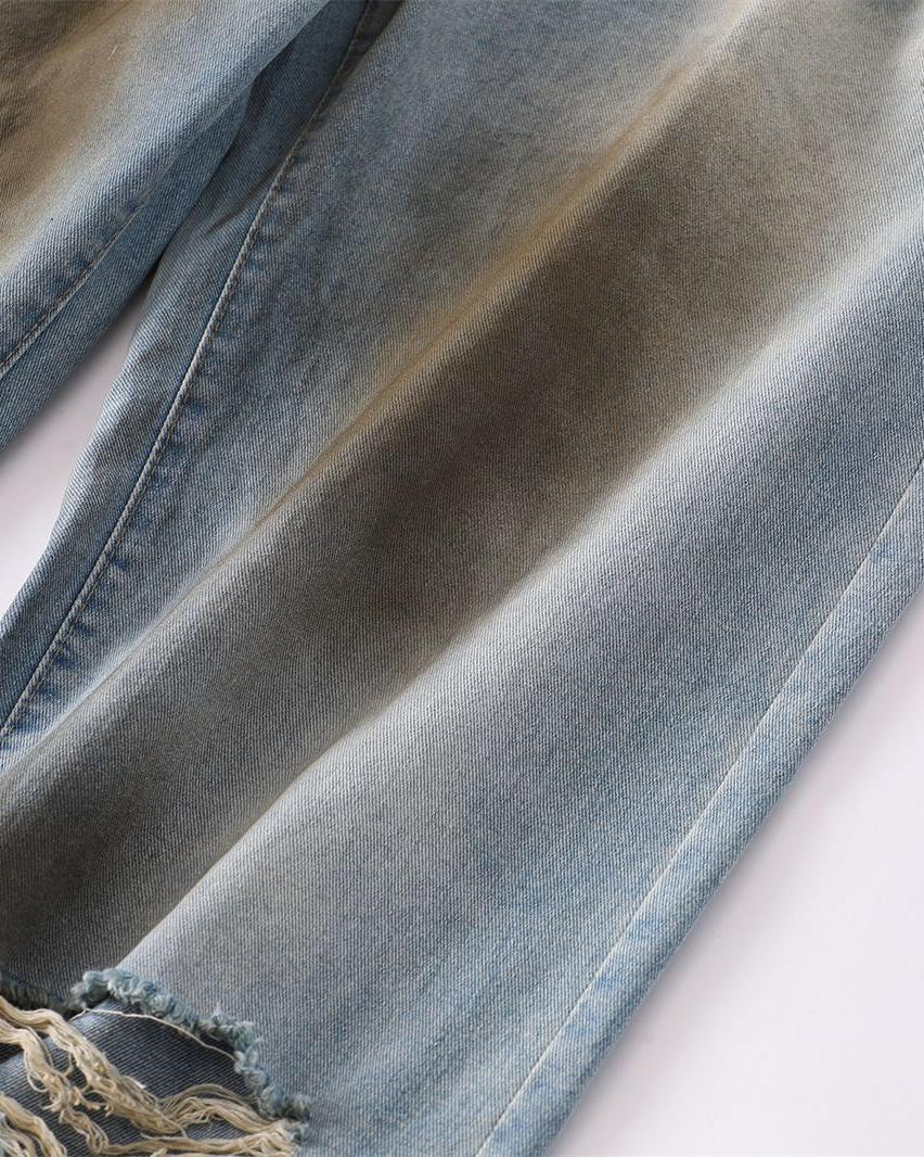 Patchwork ripped jeans