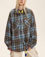 復古格子長袖襯衫