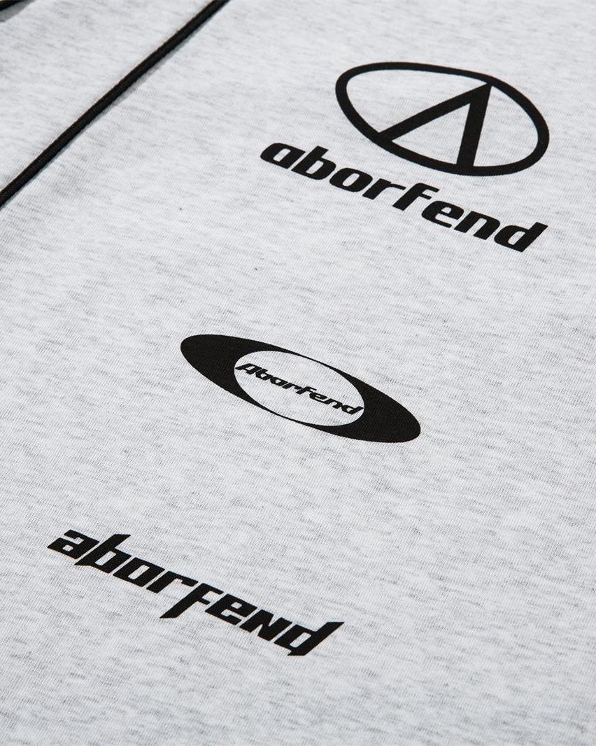 Lettering print half-zip short sleeves