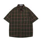 American retro plaid short-sleeved shirt