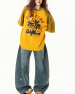 레트로 콘트라스트 래글런 반소매