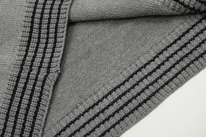 Patchwork contrast color polo sweater