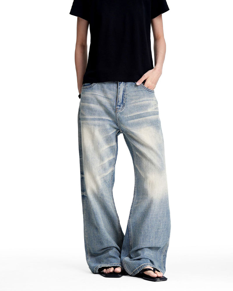 Retro washed denim jeans