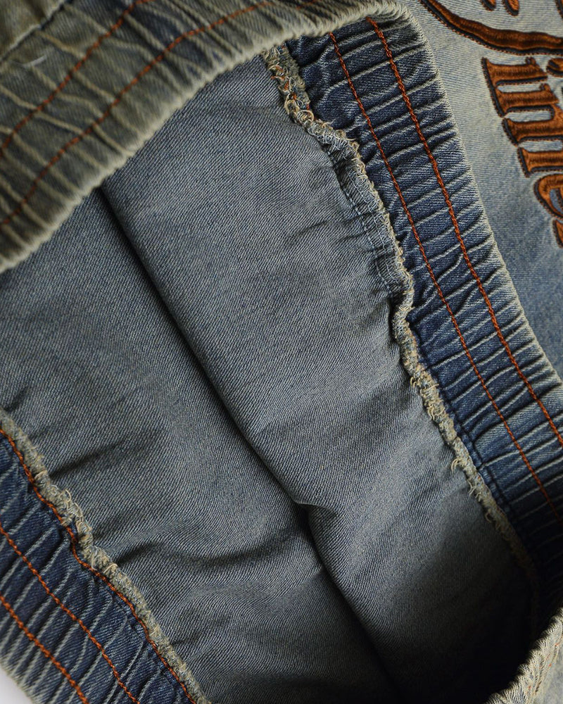 刺綉牛仔連帽衛衣