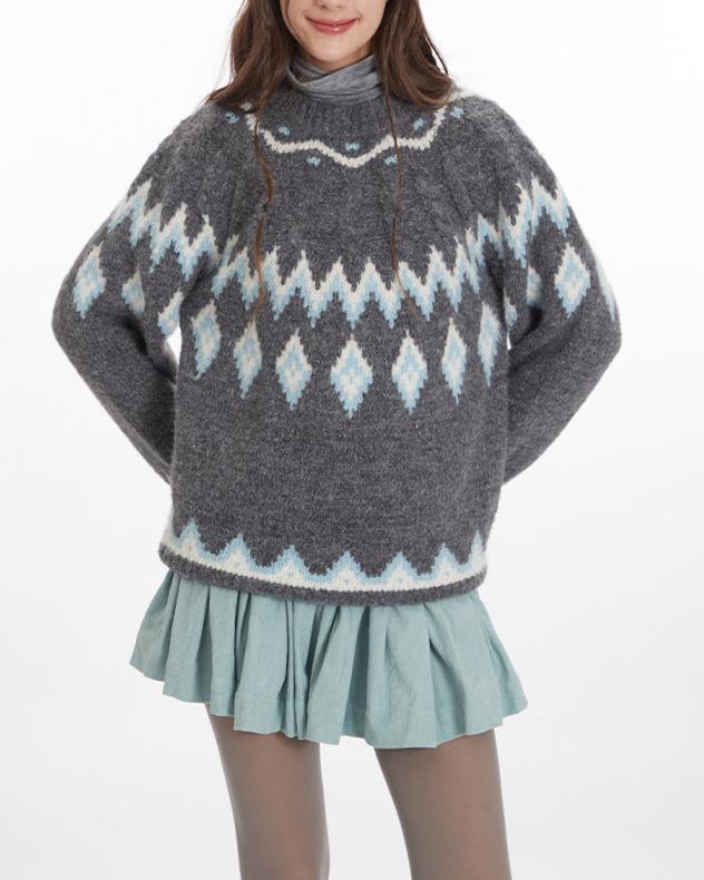 復古提花針織衫