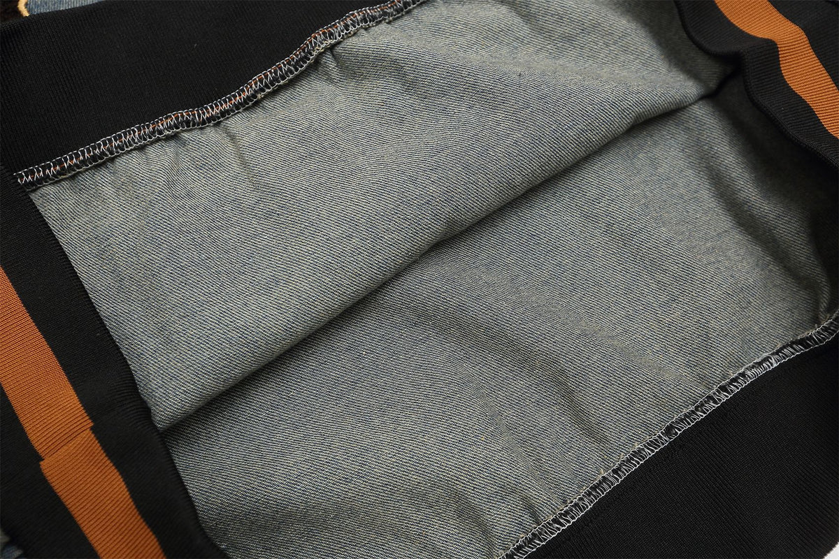 Retro distressed washed denim long sleeves