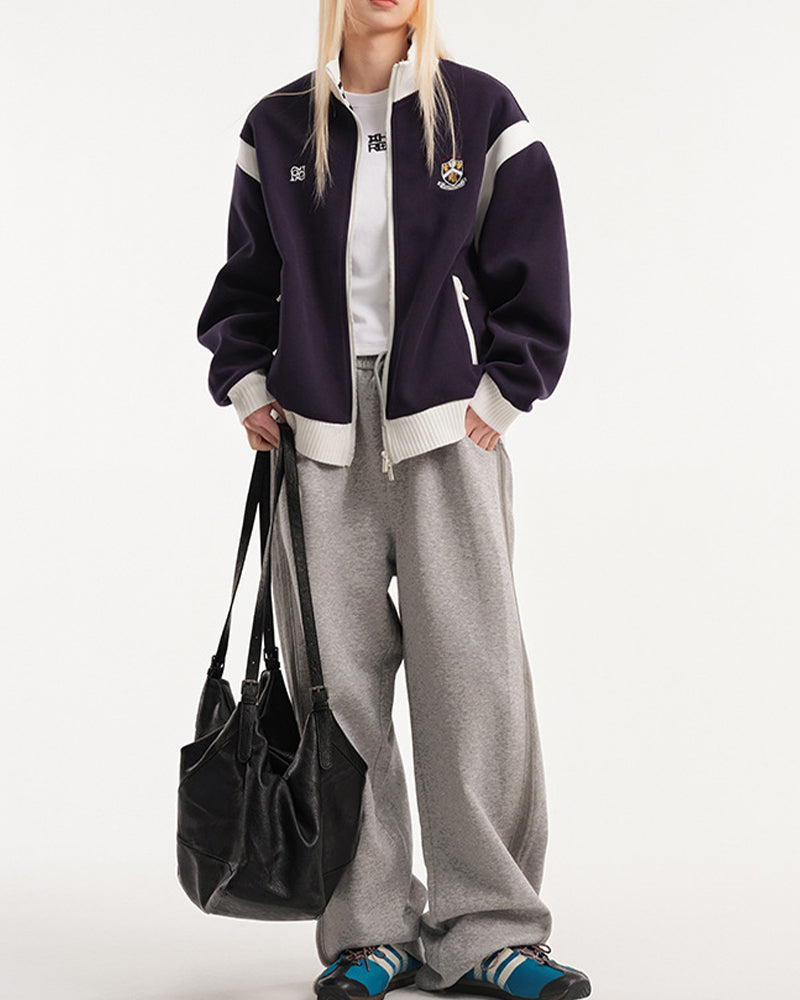 撞色學院風立領外套