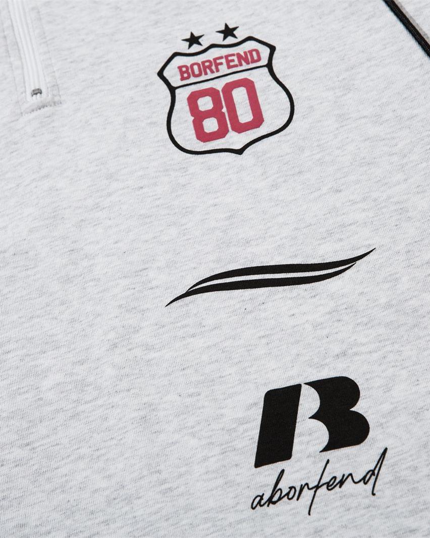 Lettering print half-zip short sleeves