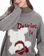 Retro crew neck knitted sweater