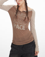 一字領復古印花長袖(女款)