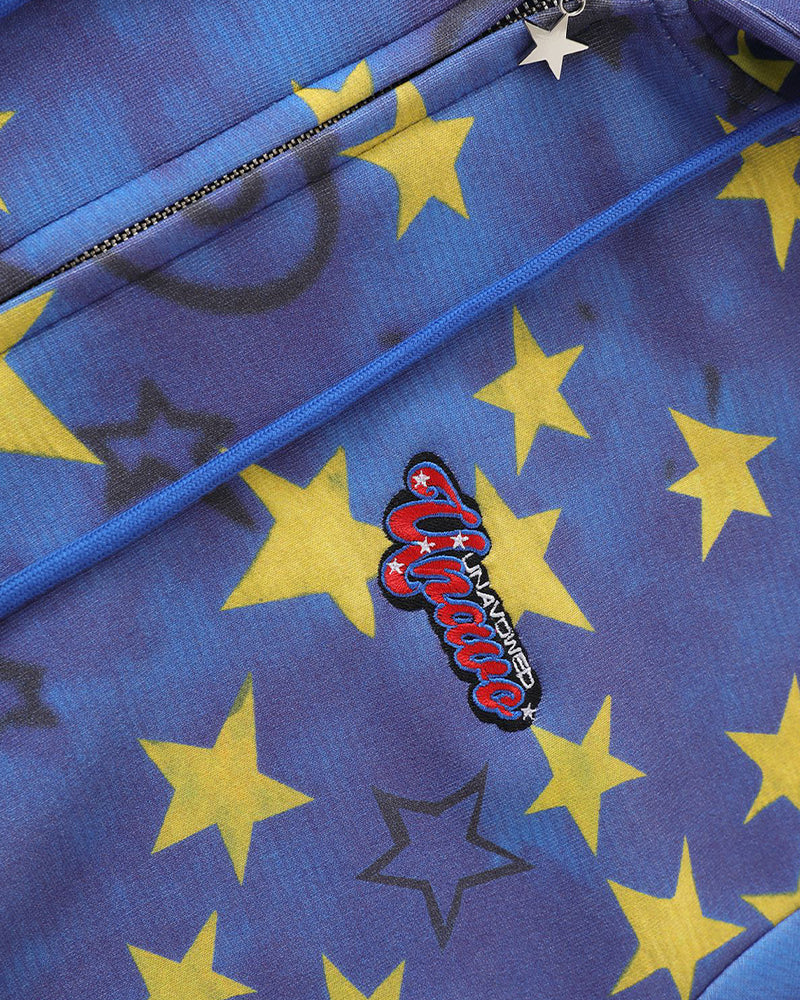 Star-patterned hooded casual jacket