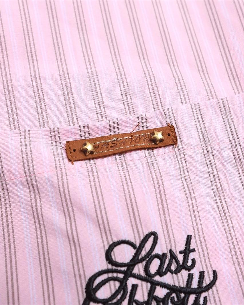 Vintage Striped Short Sleeve Shirt with Tie