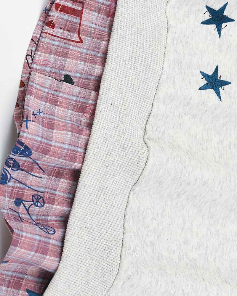 Cute cat embroidery fake two-piece sweatshirt