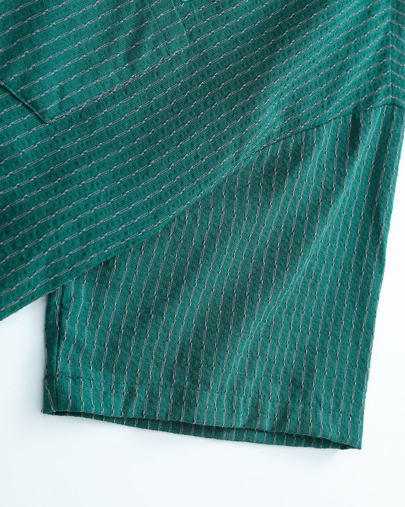 刺綉條紋短袖襯衫