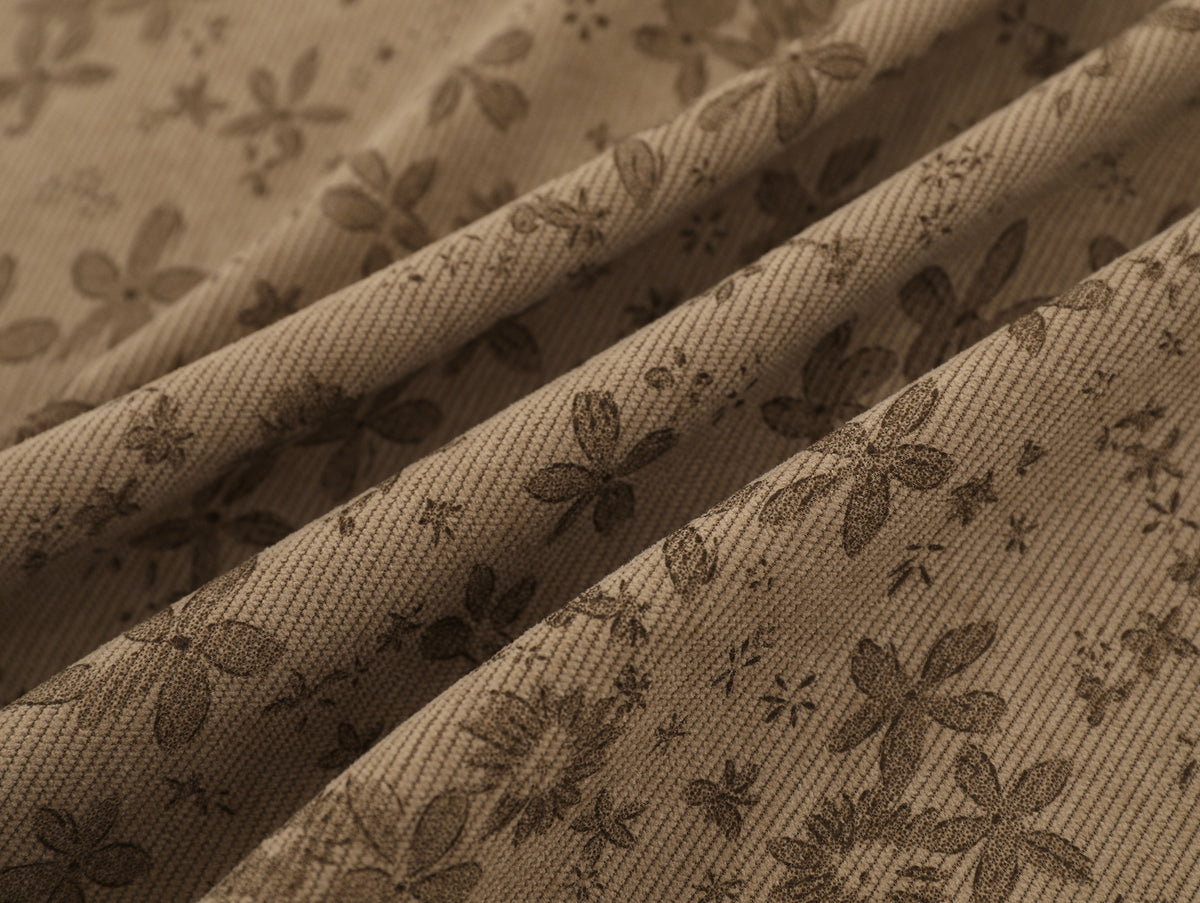 Retro contrast embroidered corduroy shirt