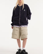 復古格子拼接假兩件開衫