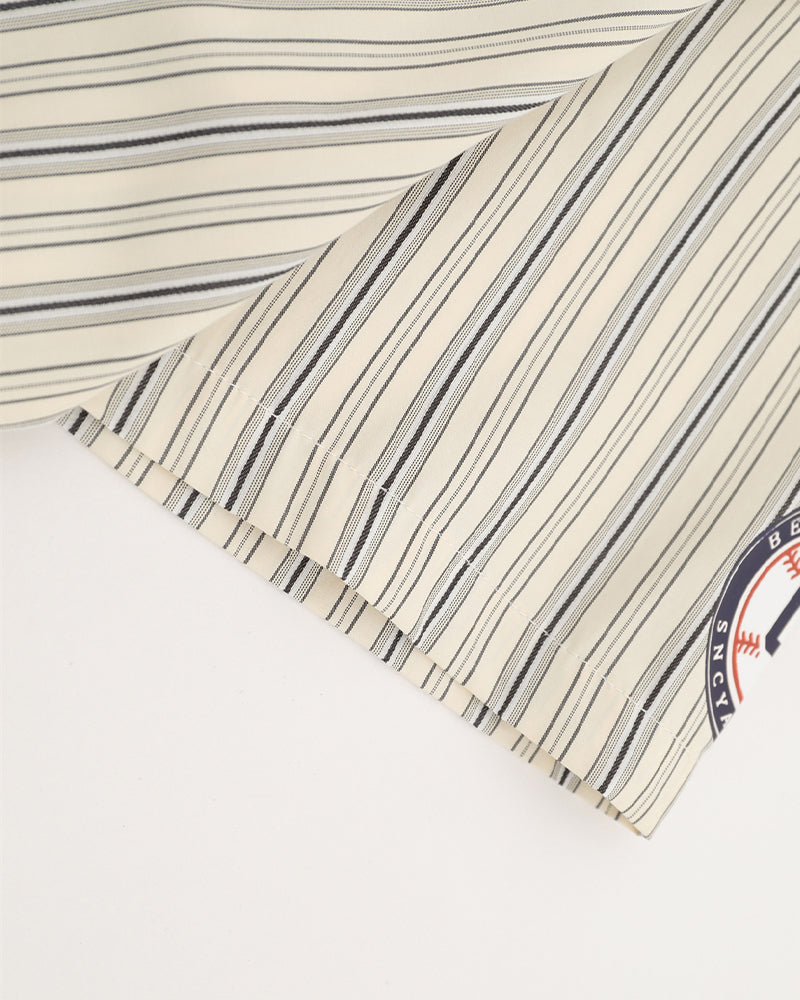 레트로 세로줄무늬 반팔셔츠