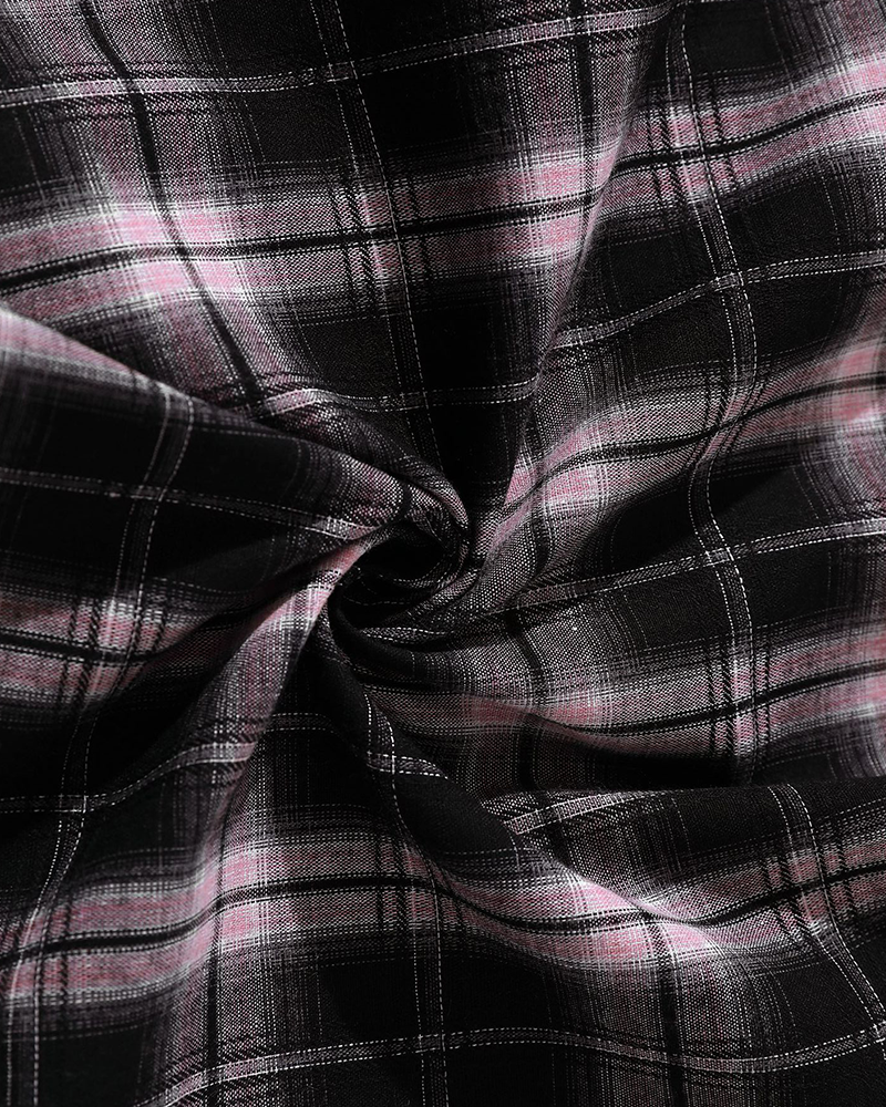 Retro simple plaid long-sleeved shirt