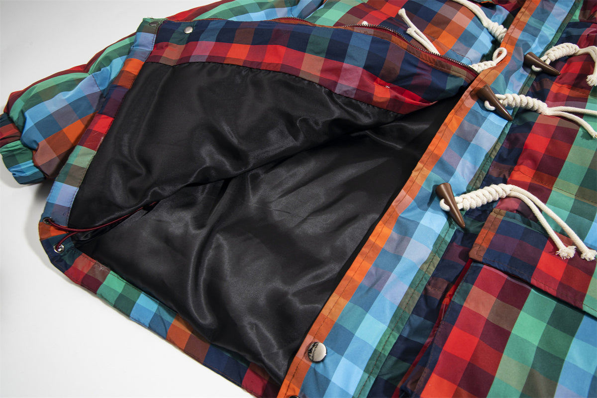 Contrast color plaid jacket