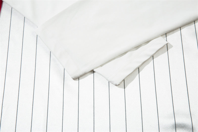 Retro sports contrast color long-sleeved jersey