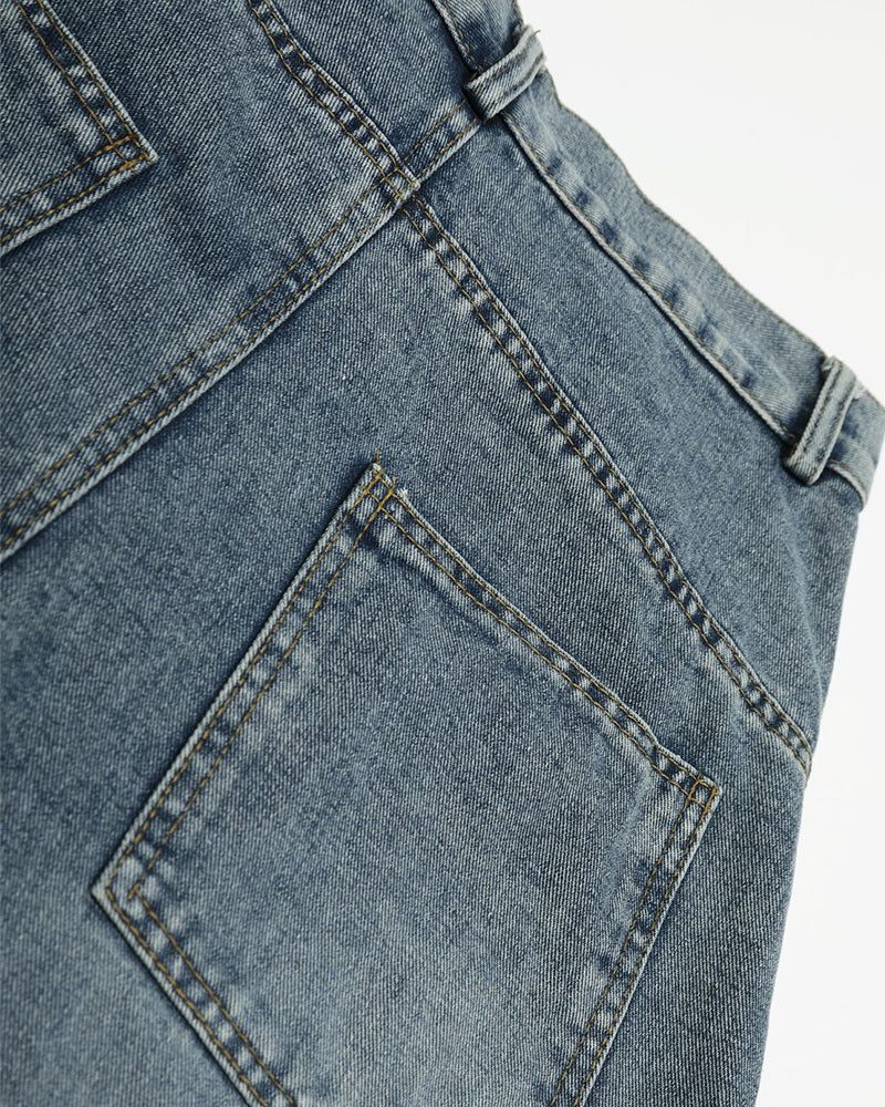 Vintage Washed Cropped Denim Shorts