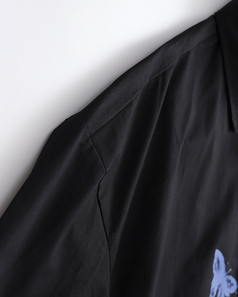 Vintage butterfly print long-sleeved shirt