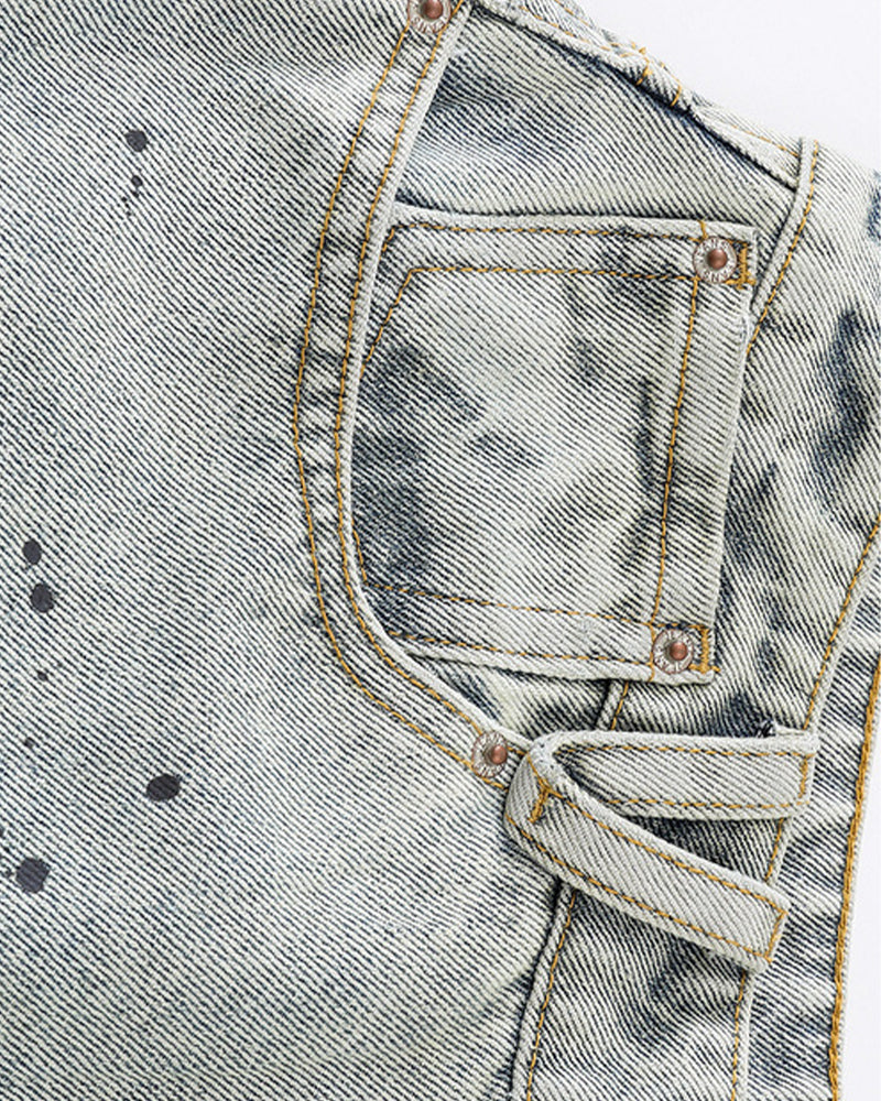 Distressed washed shorts