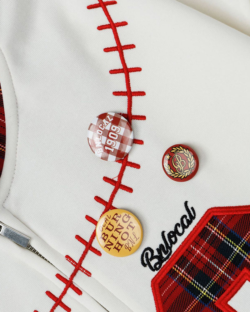 plaid panel hooded jacket